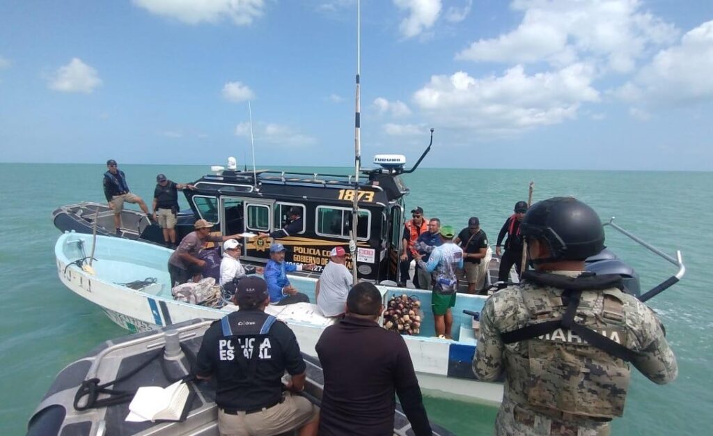Autoridades federales y estatales frenan pesca furtiva en Celestún
