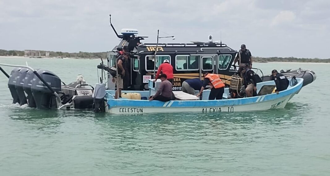 Autoridades federales y estatales frenan pesca furtiva en Celestún
