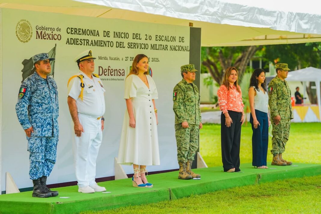 Cecilia Patrón presente en el inicio del segundo escalón de adiestramiento 2025 del Servicio Militar Nacional en Mérida