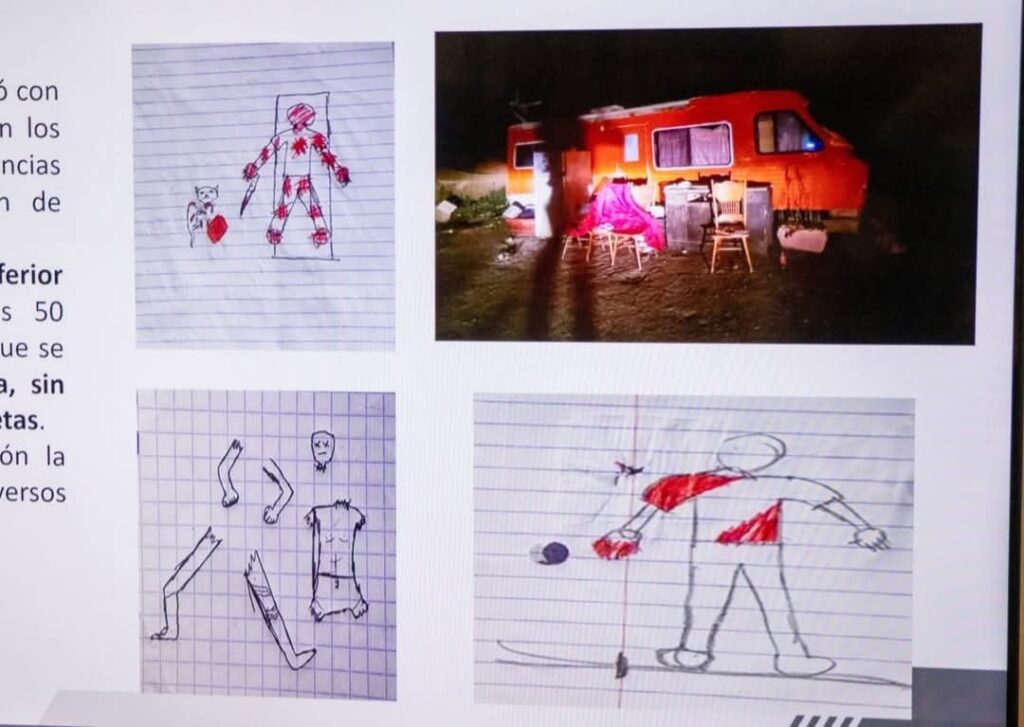 Dibujos de su terrible acto basado en al serie Dexter