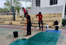 Edwin Bojórquez inicia trabajos de mejoramiento en cancha del Fraccionamiento Fontana en Kanasín