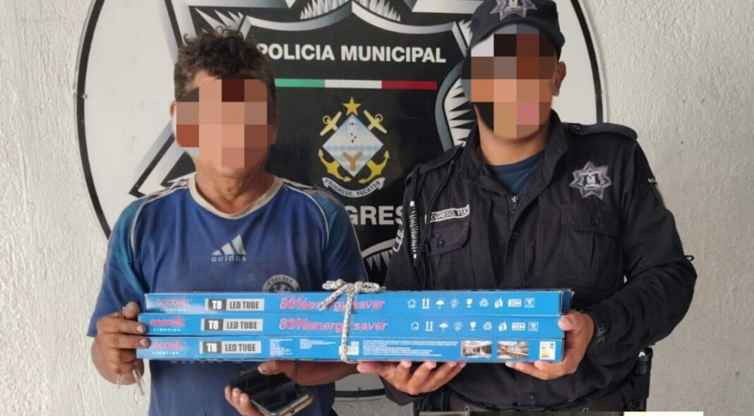 Policía municipal de progreso recupera lámparas robadas