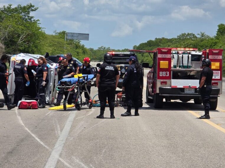 Se registra fuerte accidente de turistas en la vía Mérida-Celestún