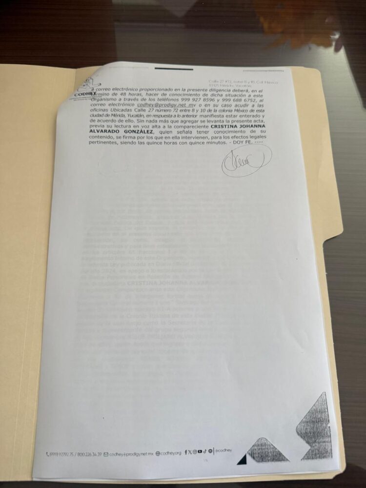 Documentos del proceso legal ante la CODEHY en contra de la escuela