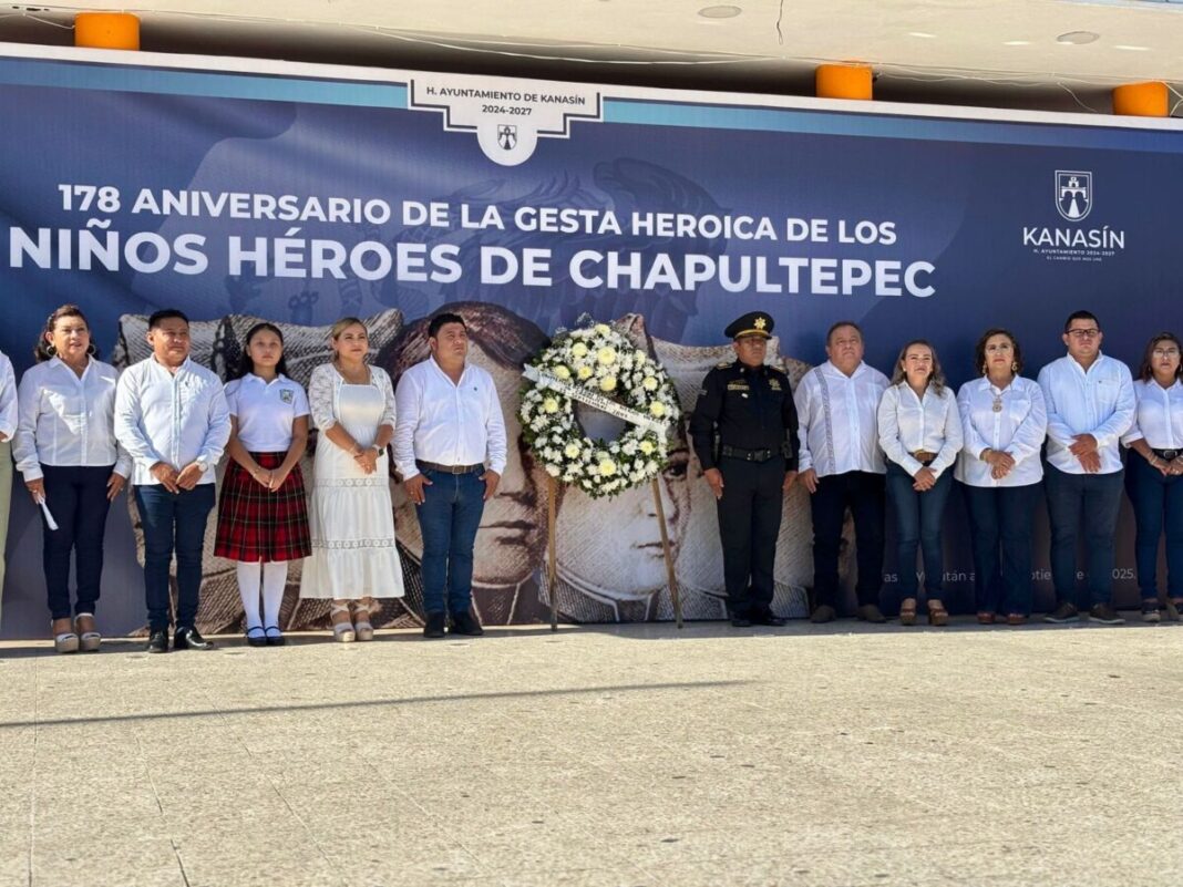 Encabeza el alcalde Edwin Bojórquez la conmemoración del 178 Aniversario de los Niños Héroes en Kanasín