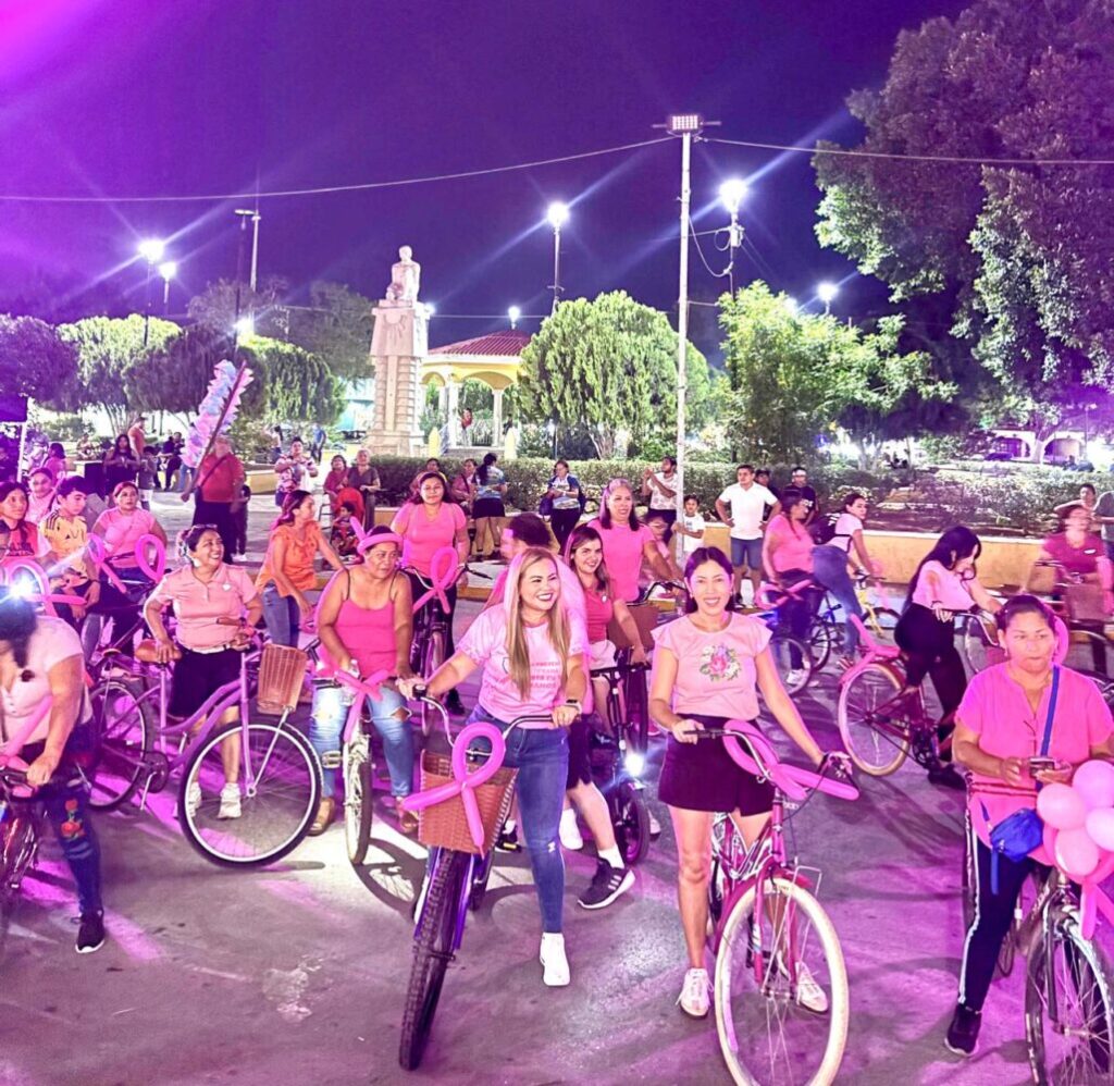 Edwin Bojórquez y Raquel Balam Rocha/ Se vive con mucha participación la “Rodada Rosa” en Kanasín para prevenir el cáncer de mama