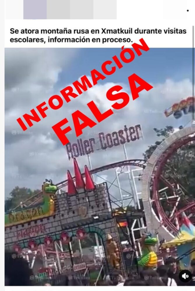 Procivy desmintió rotundamente un video que circula en redes sociales en el que se afirma que la montaña rusa de la Feria Xmatkuil