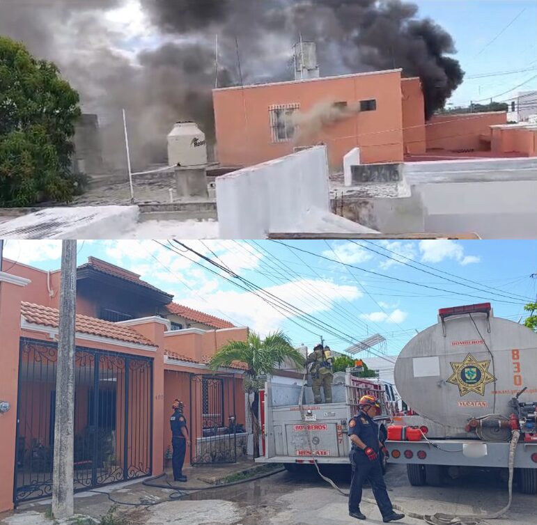 Incendio de una casa en Francisco de Montejo al norte de Mérida