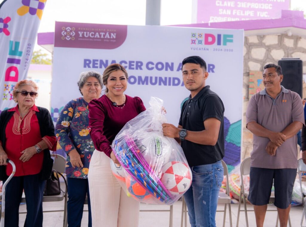 DIF Yucatán realiza jornada “Renacer con Amor en Comunidad” con apoyo deportivo y de movilidad en San Felipe