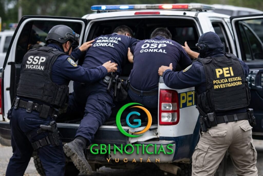 Caen comandante y tres policías municipales de Conkal por presuntos vínculos con narcomenudeo y robo de motos