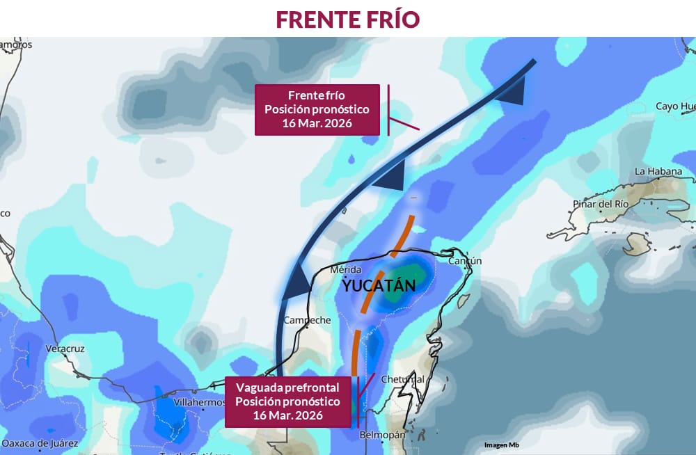 Mapa meteorológico Frente Frío 41 Yucatán 2026