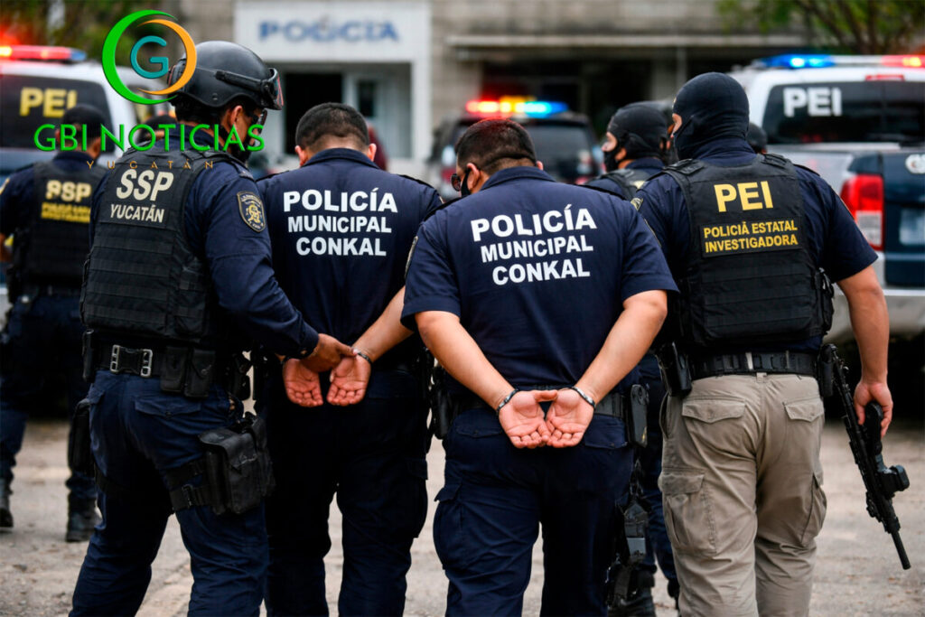 Caen comandante y tres policías municipales de Conkal por presuntos vínculos con narcomenudeo y robo de motos
