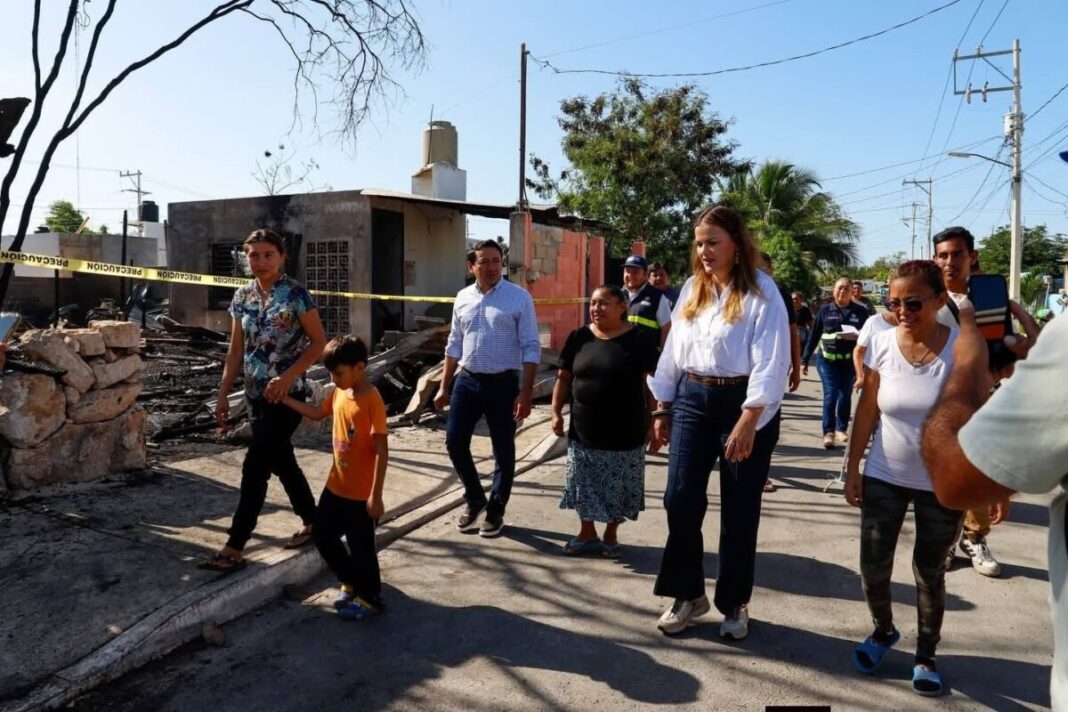 El Ayuntamiento de Mérida mantiene acompañamiento permanente a familias afectadas por incendio en San Luis Sur Dzununcán