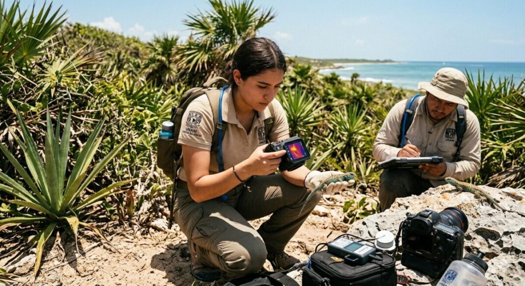 Investigadores de la ENES Mérida de la UNAM utilizan a las lagartijas de las dunas costeras como indicadores del impacto del calentamiento global