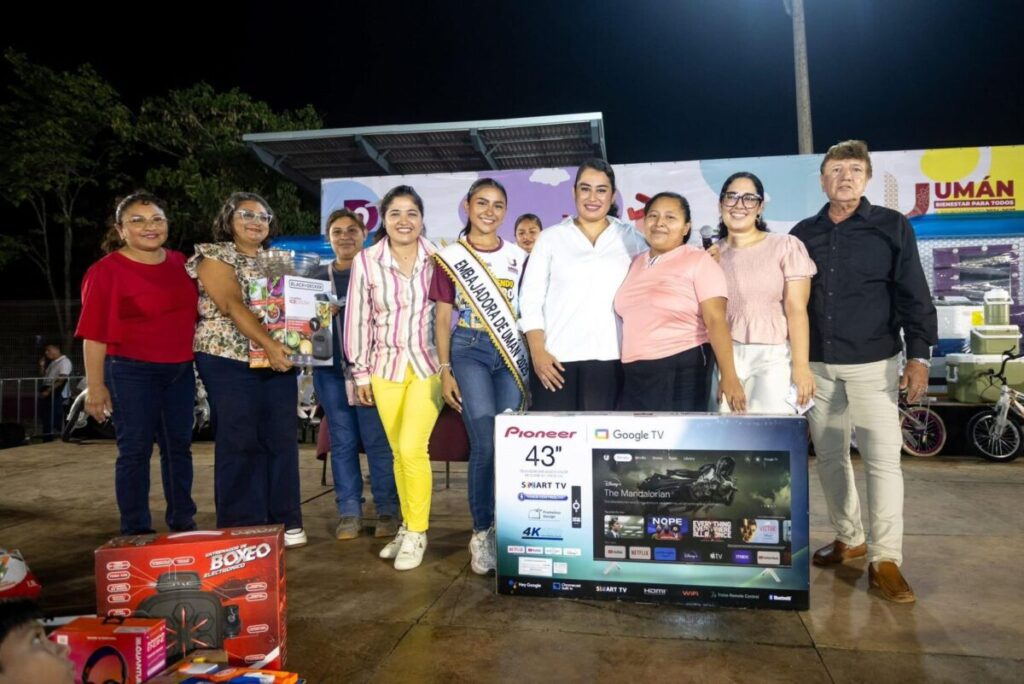 La alcaldesa Kenia Walldina Sauri lleva por primera vez festejo masivo del Día del Niño y la Niña a Itzincab, Umán 