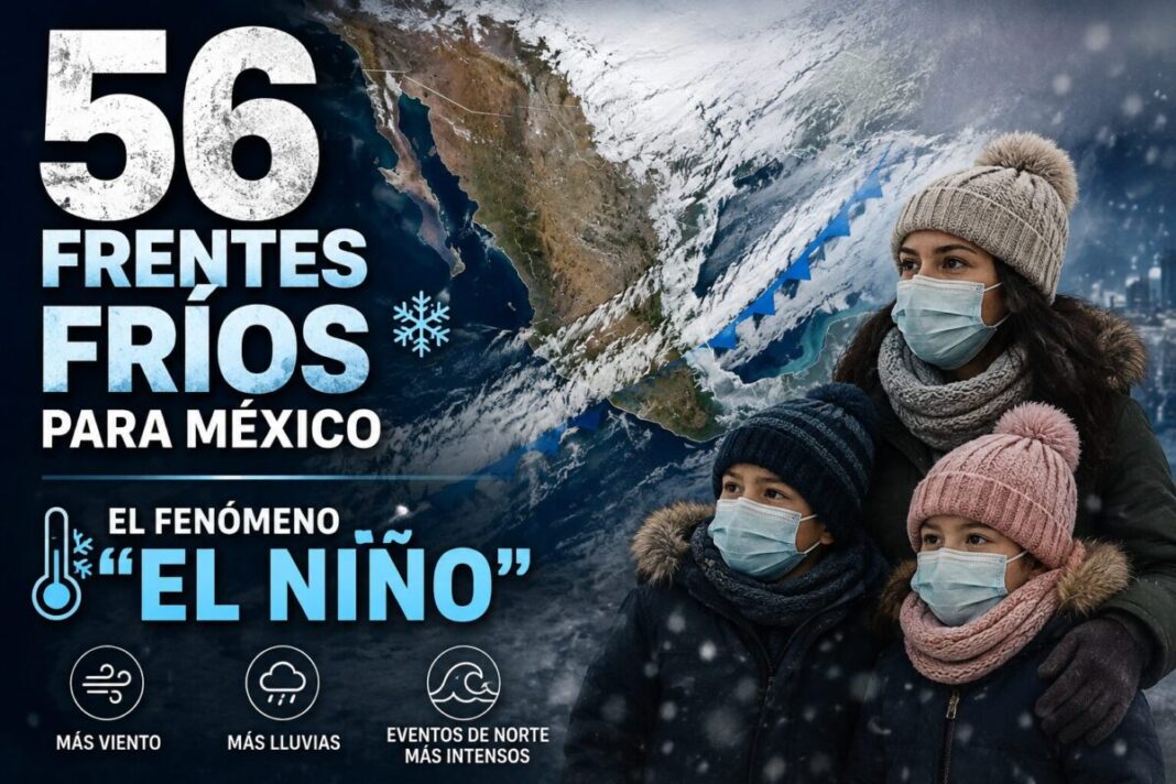 56 frentes fríos para México y más amenazas de ciclones por el efecto del fenómeno natural 