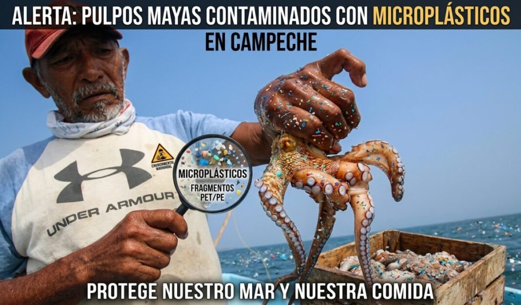 Microplásticos contaminan al pulpo maya en Campeche, revela estudio científico