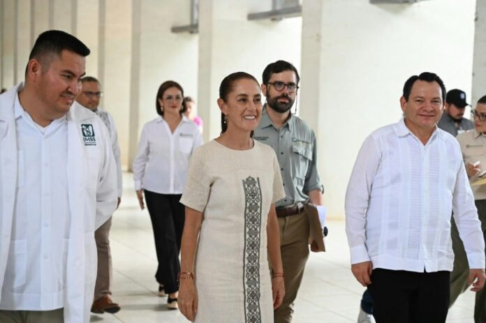 El O’Horán y dos hospitales más ya son IMSS-Bienestar; otros cinco se suman en enero: Sheinbaum y Díaz Mena revisan el avance en Yucatán